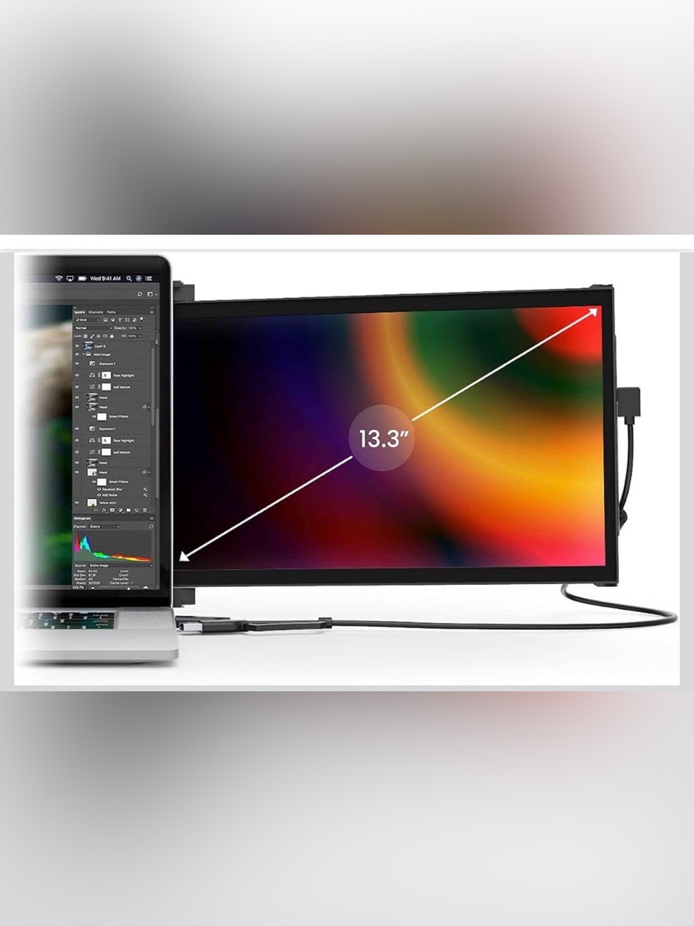 13.3" Portable External Monitor - Black